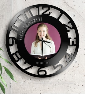 BK Gift Kişiye Özel Fotoğraflı Öğretmen Duvar Saati
