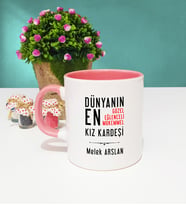 Kız Kardeş Tasarımlı Kişiye Özel Kız Kardeş Kupa Bardak Pembe