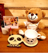 Kişiye Özel 3D Panda Figürlü Kupa Ve İyi Ki Varsın Peluş Ayıcık Arkadaşa Hediye
