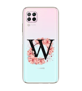 Pembe Çiçekli Harf Tasarım Süper Şeffaf Silikon Telefon Kılıfı Huawei P40 Lite W