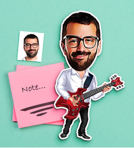 BK Gift Kişiye Özel Bay Gitarist Karikatürlü Ahşap Magnet-2 (Çok Renkli)
