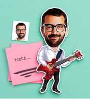BK Gift Kişiye Özel Bay Gitarist Karikatürlü Ahşap Magnet-2 (Çok Renkli)