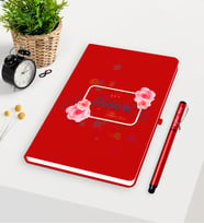 BK Gift Kişiye Özel Bugün Günlerden Annem Kırmızı Defter Kalem Seti - 1