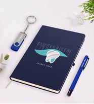 BK Gift Kişiye Özel Diş Teknikeri Temalı Lacivert Defter Kalem 32gb USB Bellek Hediye Seti-1 (Model 1)