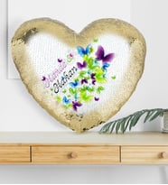 BK Gift Kişiye Özel Sevgililer Günü Altın Yaldız Sihirli Kalp Yastık  10