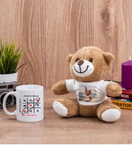 Aşk Her Zaman Kazanır Beyaz Kupa Bardak ve Peluş Ayıcık
