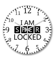 I am Sher Locker Sherlock Holmes Duvar Saati Bombeli Gercek Cam