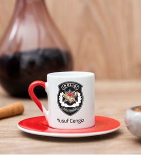 Özel Harekat Polisi Kırmızı Türk Kahvesi Fincanı