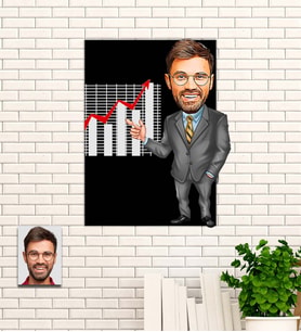 Kişiye Özel Hediye Borsa Kralı Karikatürlü Uv Baskılı Ahşap Tablo