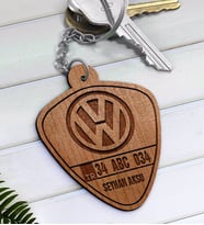 BK Gift Kişiye Özel İsimli Plakalı Volkswagen Ahşap Anahtarlık-1 (Beyaz)