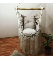 Kumaş Minderli Salıncak "Mokka" Makrome Detaylı