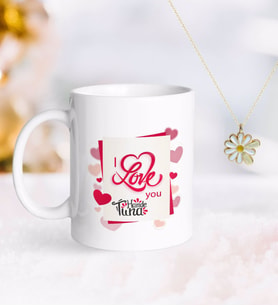 BK Gift Kişiye Özel Sevgililer Günü Kupa ve Çift İsimli Papatya Kolye-133 (Model 1)