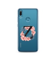 Pembe Çiçekli Harf Tasarım Süper Şeffaf Silikon Telefon Kılıfı Huawei P20 Lite  