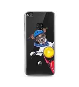 Motorcu Köpek Tasarımlı Süper Şeffaf Silikon Telefon Kılıfı Huawei P9 Lite (2017