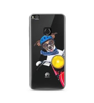 Motorcu Köpek Tasarımlı Süper Şeffaf Silikon Telefon Kılıfı Huawei P9 Lite (2017