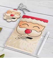 BK Gift Kişiye Özel Noel Baba Beyaz Defter Kalem ve Anahtarlık Hediye Seti-6 (Model 1)