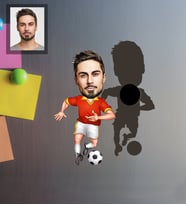Kişiye Özel Futbolcu Karikatürlü Ahşap Magnet Bay-1