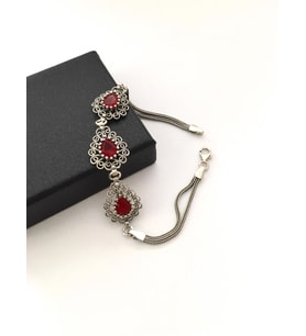 GÜMÜŞ YAKUT TAŞLI OTANTİK DAMLA BİLEKLİK