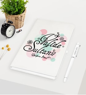 BK Gift Kişiye Özel Valide Sultan Beyaz Defter Kalem Seti - 3