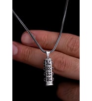 Dikişli Cevşen Kolye Muska Gümüş Erkek Zincir 6014700149185