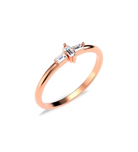 Mini Üçlü Baget Rose Gümüş Yüzük