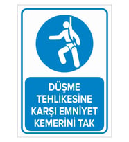 MIGNATIS - Düşme Tehlikesine Karşı Emniyet Kemerini Tak Levhası - Sac Malzeme 35x50cm
