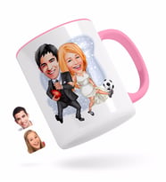 BK Gift Kişiye Özel Sevgililer Karikatürlü Pembe Kupa Bardak-15