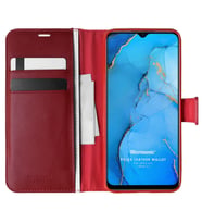 Microsonic Oppo A91 Kılıf Delux Leather Wallet Kırmızı