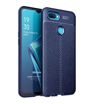 Microsonic Oppo F9 / F9 Pro Kılıf Deri Dokulu Silikon Lacivert