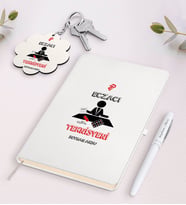 BK Gift Kişiye Özel Eczacı Teknisyeni Beyaz Defter Kalem ve Anahtarlık Hediye Seti-3 (Model 1)