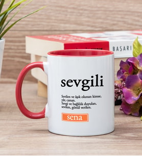 Sevgili Kelime Anlamı Renkli Kupa Bardak