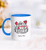 BK Gift Kişiye Özel Yılın En Mükemmel Sevgilisi Mavi Kupa ve Kar Tanesi Kolye (Model 1)