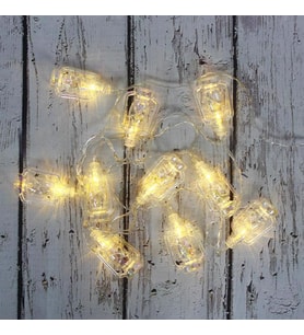Led Işık Plastik Fener Dekor 10lu Şerit Aydınlatma Pilli Ağaç Süsü (STD)
