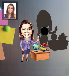 Kişiye Özel Öğretmen Karikatürlü Ahşap Magnet Bayan-3