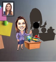 Kişiye Özel Öğretmen Karikatürlü Ahşap Magnet Bayan-3