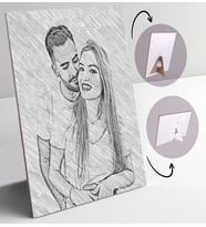 BK Gift Kişiye Özel Karakalem Tasarımlı Dekoratif Karton Çerçeve, Sevgiliye Hediye, Arkadaşa Hediye, Doğum Günü Hediyesi (Beyaz)