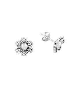 Söğütlü Silver Mini telkari çiçek modeli küpe