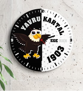 BK Gift Kişiye Özel Yavru Kartal Ahşap Duvar Saati  3