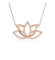 Zirkon Taşlı Lotus Çiçeği Gümüş Kolye
