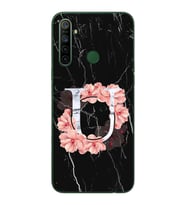 Mermer Çiçekli Harf Tasarım Süper Şeffaf Silikon Telefon Kılıfı Oppo Realmi 5i U