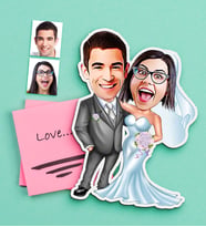 BK Gift Kişiye Özel Evleniyoruz Karikatürlü Ahşap Magnet-5 (Çok Renkli)