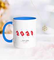 BK Gift Kişiye Özel 2024 Mutlu Yıllar Mavi Kupa ve Kar Tanesi Kolye-2 (Model 1)