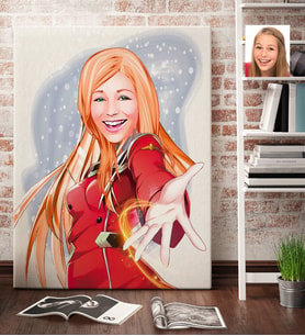 BK Gift Kişiye Özel Bayan Karikatürlü Kanvas Tablo 70x100cm -34
