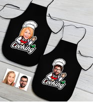 BK Gift Kişiye Özel İkili Bay ve Bayan Chef Karikatürlü Siyah Mutfak Önlüğü Seti-14