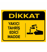 MIGNATIS - Dikkat Yakıcı Tahriş Edici Madde Levhası - Sac Malzeme 25x35cm