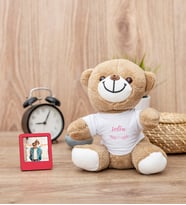 Kadına Hediye İsim Yazılı Peluş Ayıcık ve Mini Fotoğraf Çerçevesi