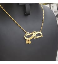 925 Ayar Gümüş 24 Ayar Altın Kaplama İsimli Sonsuzluk Kolye (Gold)