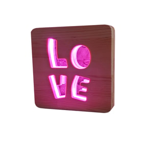 Sevgiliye Hediye Love Gece Lambası 16 Renkli Ahşap Lamba