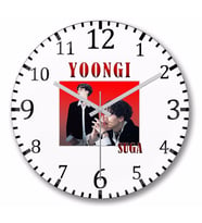 Suga Yoongi  Bts  Duvar Saati Bombeli Gercek Cam