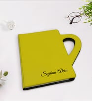 BK Gift Kişiye Özel Kupa Şeklinde Sarı Termo Deri Defter